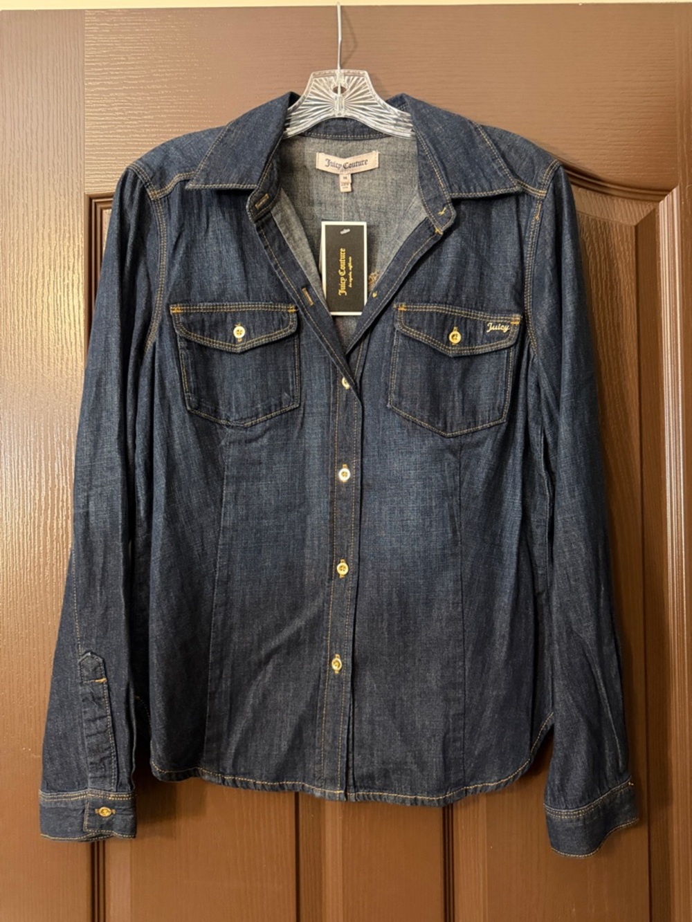 Juicy Couture Dark Blue Denim Button-Front Shirt